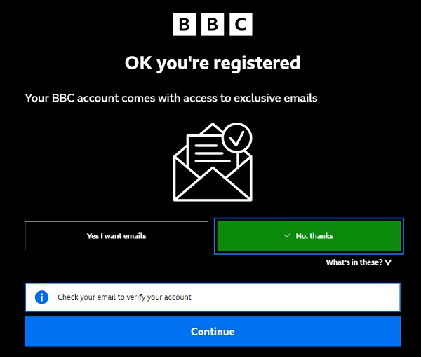Formulaire BBC iPlayer