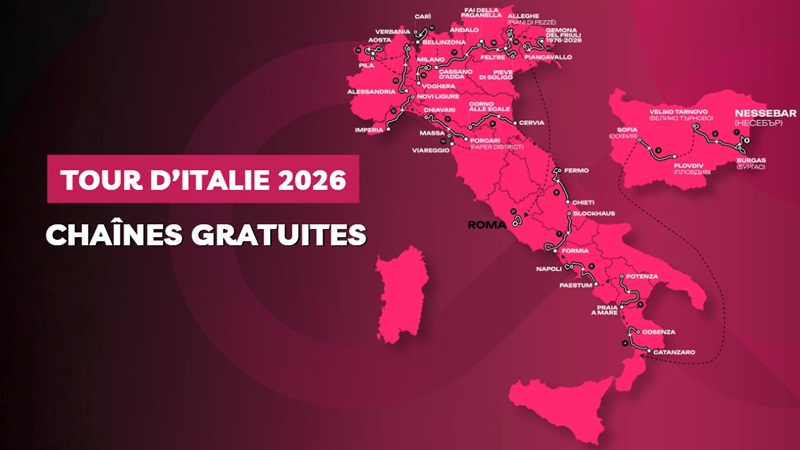 Chaînes gratuites où regarder le Giro 2026 en direct