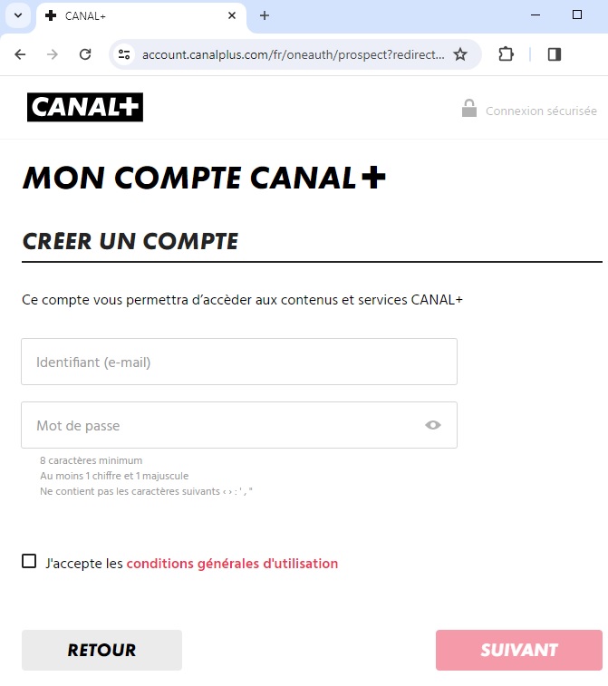 Inscription sur MyCanal