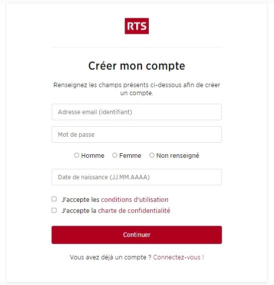 Inscription RTS