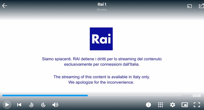 Rai Play bloqué